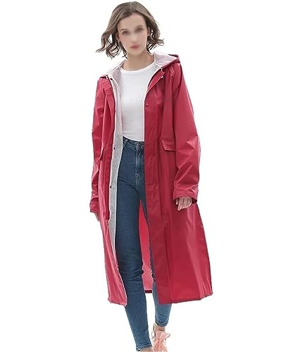 IRYZE Regenponcho Regenjacke Doppelschichtiger Langer Regenmantel Damen Herren Regenmantel Mit Kapuze Outdoo Bergsteigen Regenmantel Regencape (Color : Rood, Size : XXL) von IRYZE