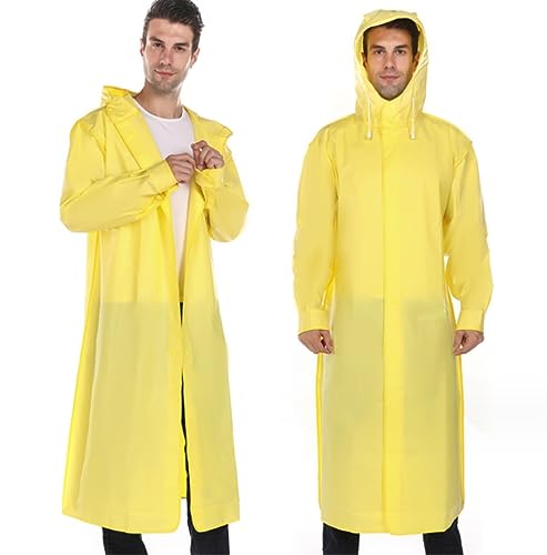 IRYZE Regenponcho Regenjacke Erwachsener Langer Regenmantel Damen Herren Regenmantel Mit Kapuze Outdoor Wandern Angeln Regenmantel Regencape (Color : Yellow, Size : L) von IRYZE