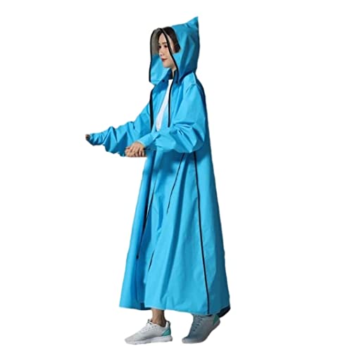 IRYZE Regenponcho Regenjacke EVA-Regenmantel Reißverschluss Mit Kapuze Motorrad-Regenbekleidung Lange Wander-Poncho-Regenjacke Regenmantel Regencape (Color : Blue, Size : XXL) von IRYZE