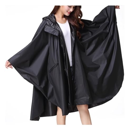 Regenponcho Regenjacke Frauen Reisen Im Freien Wasserdichter Dünner Mantel-Regenmantel-Mantel-Poncho Lose Große Größe Regenmantel Regencape (Color : Black, Size : XL) von IRYZE