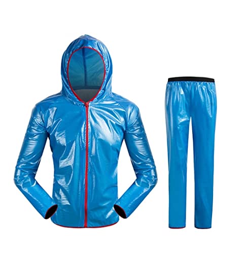 IRYZE Regenponcho Regenjacke Herren-Split-Regenmantel Für Radfahren, Tragbarer Regenmantel Und Hosenset Für Reiten Regenmantel Regencape (Color : Blue, Size : XL) von IRYZE