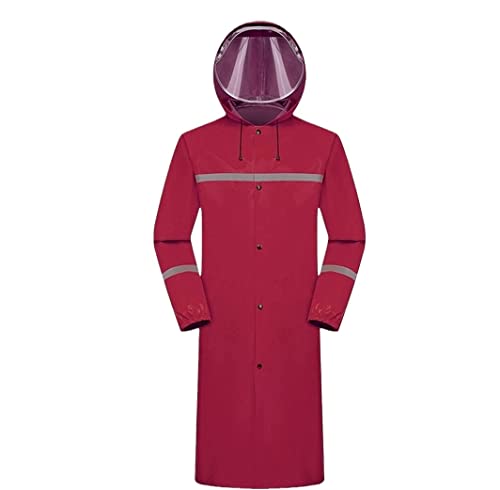 IRYZE Regenponcho Regenjacke Lange Ganzkörper-Regenschutzjacke Für Männer Und Frauen Im Freien, Wasserdichter Regenponcho, Reflektierend Regenmantel Regencape (Color : Burgundy, Size : 3XL) von IRYZE