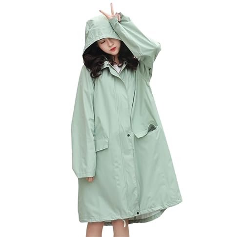 Regenponcho Regenjacke Langer Regenmantel Damen Herren Regenausrüstung Atmungsaktiver Tragbarer Wasserabweisender Regenponcho Regenmantel Regencape (Color : Grün, Size : M) von IRYZE