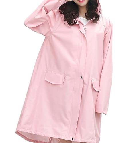 IRYZE Regenponcho Regenjacke Langer Regenmantel Damen Herren Regenausrüstung Atmungsaktiver Tragbarer Wasserabweisender Regenponcho Regenmantel Regencape (Color : Rosa, Size : XXL) von IRYZE