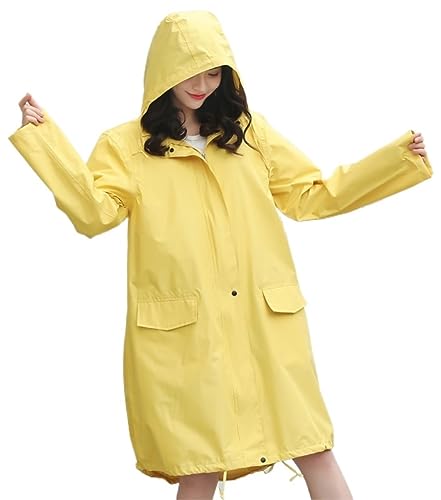 IRYZE Regenponcho Regenjacke Langer Regenmantel Damen Herren Regenausrüstung Atmungsaktiver Tragbarer Wasserabweisender Regenponcho Regenmantel Regencape (Color : Yellow, Size : XXL) von IRYZE