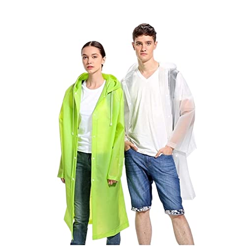 IRYZE Regenponcho Regenjacke Langer Regenmantel Für Paare Mit Kapuze, 2 Stück Wiederverwendbarer Eva-Regenponcho Mit Kapuze Für Wandern, Camping Regenmantel Regencape (Color : Green+White, Size : L) von IRYZE