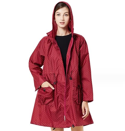 IRYZE Regenponcho Regenjacke Lose Dünne Windjacke Einfarbig Bedruckter Regenmantel Outdoor Erwachsene Männer Und Frauen Regenmantel Regencape (Color : Rood, Size : One Size) von IRYZE