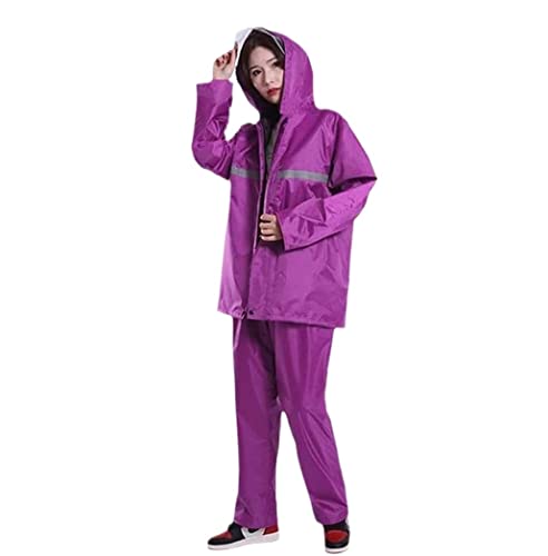 Regenponcho Regenjacke Regenmantel Anzug Mit Reflexstreifen Herren Damen Regenschutz Poncho Mit Kapuze Regenbekleidung Angeln Regenmantel Regencape (Color : Purple, Size : 4XL) von IRYZE