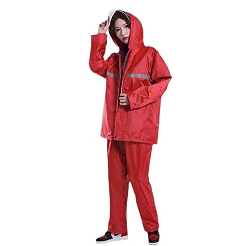 IRYZE Regenponcho Regenjacke Regenmantel Anzug Mit Reflexstreifen Herren Damen Regenschutz Poncho Mit Kapuze Regenbekleidung Angeln Regenmantel Regencape (Color : Rood, Size : 4XL) von IRYZE