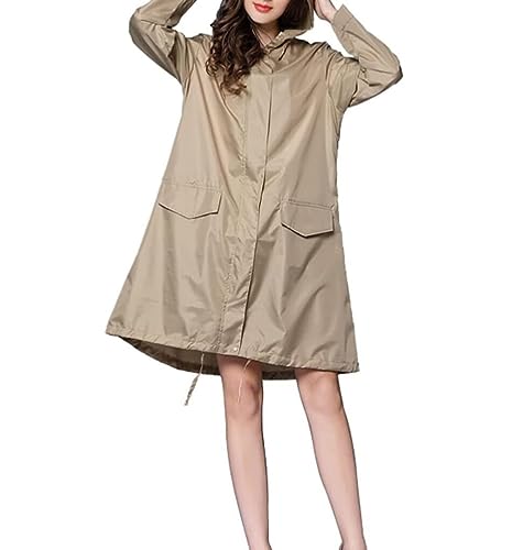 IRYZE Regenponcho Regenjacke Regenmantel Damen Regenmantel Poncho Atmungsaktive Lange Tragbare Wasserabweisende Regenbekleidung Regenmantel Regencape (Color : Brown, Size : L) von IRYZE