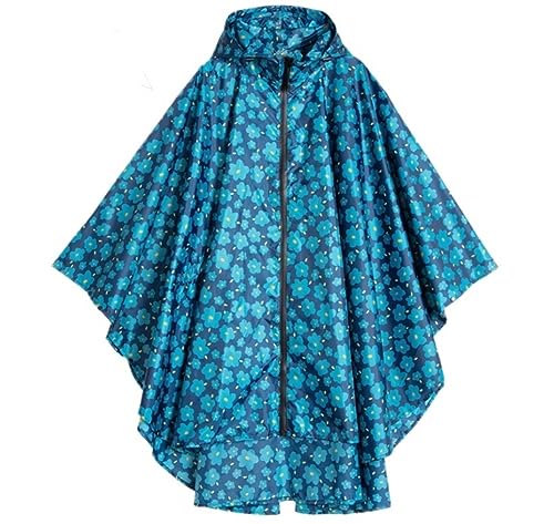 Regenponcho Regenjacke Regenschutz Wasserdichter Langer Regenmantel Damen Tourismus Outdoor Wandern Poncho Regenmantel Regenmantel Regencape (Color : Blue, Size : XL) von IRYZE