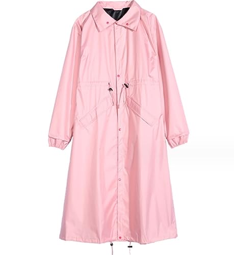 IRYZE Regenponcho Regenjacke Wasserdichter Langer Regenmantel Für Damen, Regenponcho Mit Kapuze Regenmantel Regencape (Color : Rosa, Size : One size) von IRYZE