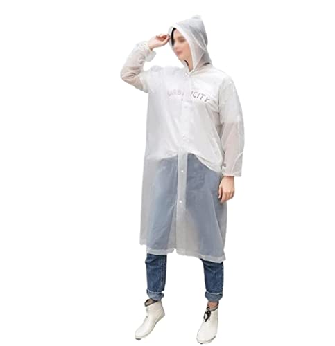 IRYZE Regenponcho Regenjacke 10 Stück Nicht-Einweg-Regenmantel Licht Transparenter Tragbarer Reise-Tourismus-Wander-Regenmantel Regenmantel Regencape (Color : White, Size : One size) von IRYZE