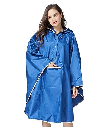 IRYZE Regenponcho Regenjacke Erwachsene Frauen Cape Regenmantel Wandern Regenschutz Langer Regenmantel FrauenLeichter Wasseranzug Regenmantel Regencape (Color : Blue, Size : One Size) von IRYZE