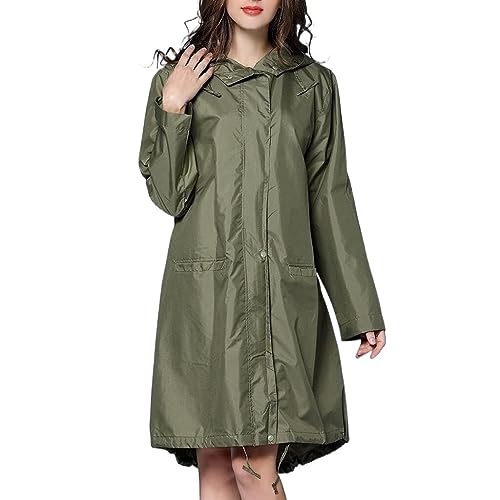 IRYZE Regenponcho Regenjacke Regenmantel Damen Regenmantel Poncho Atmungsaktive Lange Tragbare Wasserabweisende Regenbekleidung Regenmantel Regencape (Color : Grün, Size : XL) von IRYZE