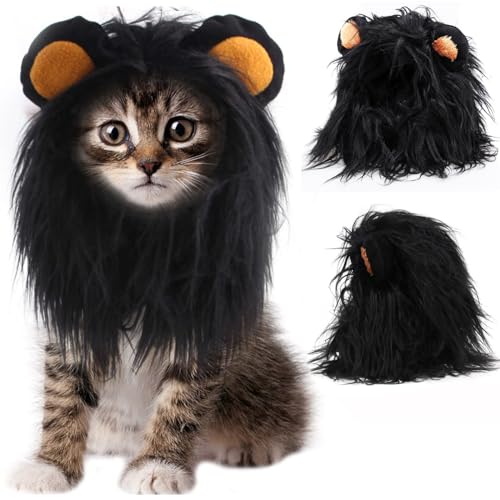 Halloween-Kostüm für Katzen und Hunde, schwarze Löwenmähne, realistische und lustige Hundekostüm, niedlicher Haustierhut für kleine Hunde, Katzen, Welpen, Kätzchen, Cosplay-Party, ausgefallenes von ISDULA