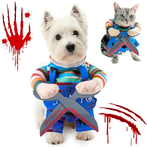 Haustierkostüm im Scheren-Stil, Halloween-Kostüm, Cosplay, lustiges Haustier-Outfit, Hundekleidung für kleine, mittelgroße und große Hunde, Katzen, Welpen, Partykleidung (Scherenstil-Puppe, groß) von ISDULA