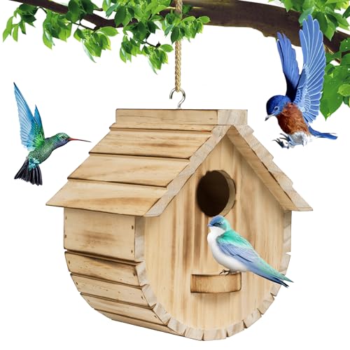 Vogelhaus für Draußen Holz Blau Häuser für Außen mit Stehplattform für Garten Vogelhaus mit Sichtlöchern für Hof Hängende Vogelhaus von ISENLAND