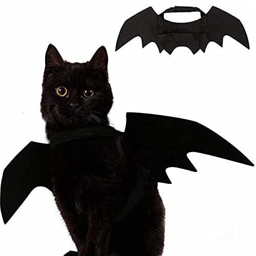 Haustier Katze Kostüm Halloween Fledermaus Flügel Haustier Kostüme Haustier Bekleidung für kleine Hunde und Katzen, Halsband Cosplay Fledermaus Kostüm von ISMARTEN