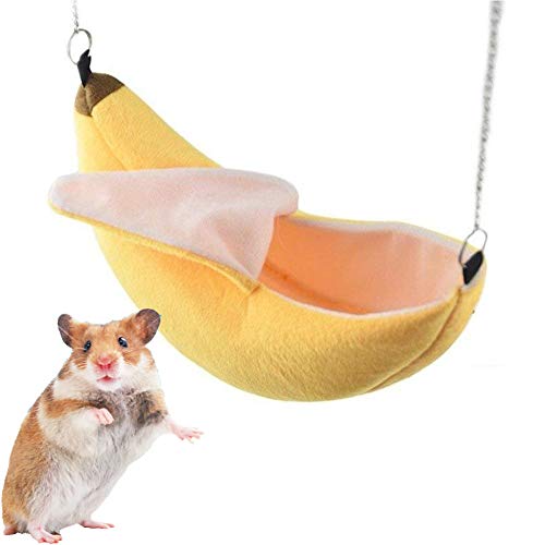 ISMARTEN Banana Hamster Bett Haus Hängematte Kleintier Warm Bett Haus Käfig Nest Hamster Zubehör für Sugar Glider Hamster Kleine Vogel Haustier (Banana) von ISMARTEN