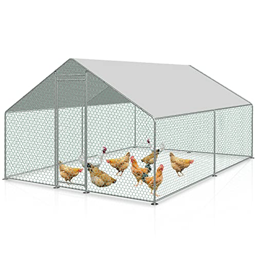 ISOISL Hühnervoliere Begehbar 3x3x2m Hühnerstall mit Auslauf Hühnerhaus PVC-beschichtetes Schatten Verzinkter Stahl Hühnerstall Freilaufgehege für Hühner von ISOISL