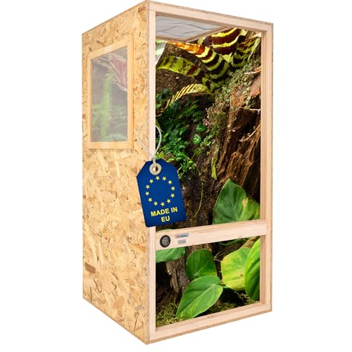 ITA Chamäleon Terrarium 120x60x60 cm mit Flächenbelüftung & Integriertem Hygrometer - Holzterrarium aus OSB-3 Platten - Terrarien für Chamäleons und andere Tierarten - EU Produkt von ITA