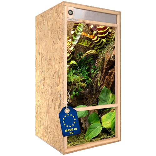 ITA Hochterrarium 60x120x60 cm mit Frontbelüftung & Integriertem Hygrometer - Holz Terrarium aus OSB-3 Platten - Terrarien für Reptilien, Schlangen, Amphibien - EU Produkt, FSC Zertifiziert von ITA