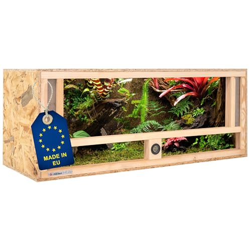 ITA Holz Terrarium 100x40x40 cm mit Frontbelüftung & Integriertem Hygrometer - Holzterrarium aus OSB-3 Platten - Terrarien für Reptilien, Schlangen, Amphibien - EU Produkt, FSC Zertifiziert von ITA