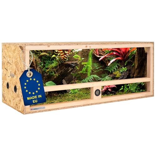 ITA Holz Terrarium 100x40x40 cm mit Seitenbelüftung & Integriertem Hygrometer - Holzterrarium aus OSB-3 Platten - Terrarien für Reptilien, Schlangen, Amphibien - EU Produkt, FSC Zertifiziert von ITA