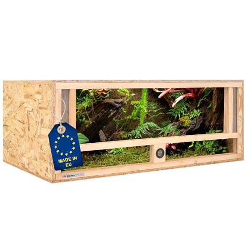 ITA Holz Terrarium 100x50x40 cm mit Frontbelüftung & Integriertem Hygrometer - Holzterrarium aus OSB-3 Platten - Terrarien für Reptilien, Schlangen, Amphibien - EU Produkt, FSC Zertifiziert von ITA