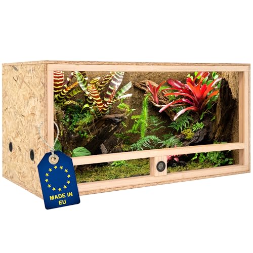 ITA Holz Terrarium 100x50x50 cm mit Seitenbelüftung & Integriertem Hygrometer - Holzterrarium aus OSB-3 Platten - Terrarien für Reptilien, Schlangen, Amphibien - EU Produkt, FSC Zertifiziert von ITA