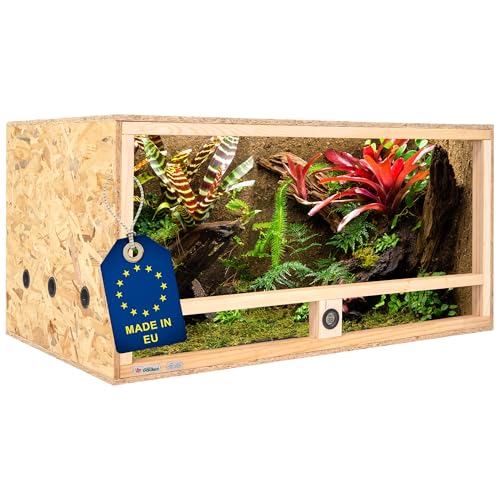 ITA Holz Terrarium 100x60x50 cm mit Seitenbelüftung & Integriertem Hygrometer - Holzterrarium aus OSB-3 Platten - Terrarien für Reptilien, Schlangen, Amphibien - EU Produkt, FSC Zertifiziert von ITA