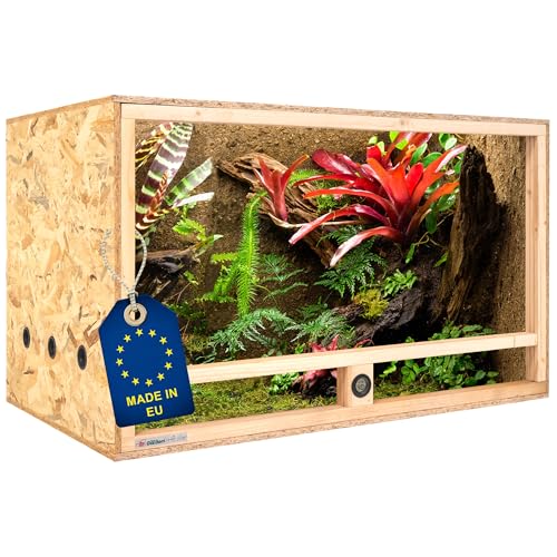 ITA Holz Terrarium 100x60x60 cm mit Seitenbelüftung & Integriertem Hygrometer - Holzterrarium aus OSB-3 Platten - Terrarien für Reptilien, Schlangen, Amphibien - EU Produkt, FSC Zertifiziert von ITA