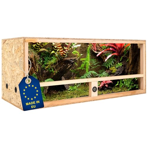 ITA Holz Terrarium 120x50x50 cm mit Seitenbelüftung & Integriertem Hygrometer - Holzterrarium aus OSB-3 Platten - Terrarien für Reptilien, Schlangen, Amphibien - EU Produkt, FSC Zertifiziert von ITA