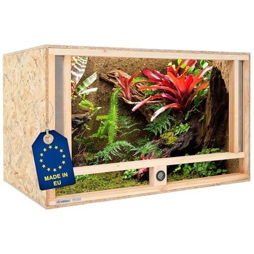 ITA Holz Terrarium 120x60x60 cm mit Frontbelüftung & Integriertem Hygrometer - Holzterrarium aus OSB-3 Platten - Terrarien für Reptilien, Schlangen, Amphibien - EU Produkt, FSC Zertifiziert von ITA