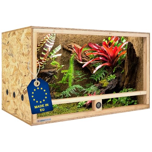 ITA Holz Terrarium 120x60x60 cm mit Seitenbelüftung & Integriertem Hygrometer - Holzterrarium aus OSB-3 Platten - Terrarien für Reptilien, Schlangen, Amphibien - EU Produkt, FSC Zertifiziert von ITA