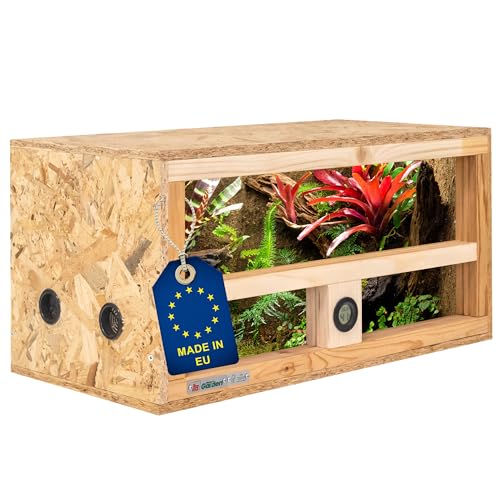 ITA Mini Terrarium 60x30x30 cm mit Seitenbelüftung & Integriertem Hygrometer - Holzterrarium aus OSB-3 Platten - Terrarien für Reptilien, Schlangen, Amphibien - EU Produkt, FSC Zertifiziert von ITA