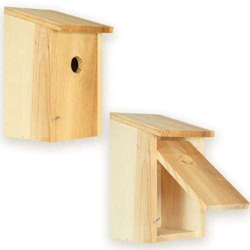 ITA Nistkasten 22x12x14 cm 2er Set - Vogelnistkasten für Draußen - Nisthilfe für Vögel - Wetterfest, zum Aufhängen, FSC Holz - Vogelhaus für Wildvögel wie Meisen & Rotkehlchen von ITA