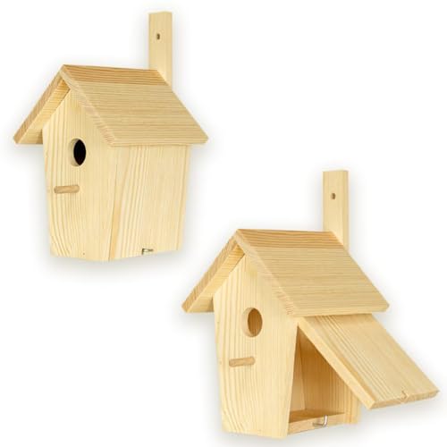 ITA Nistkasten 30x17x18 cm 2er Set - Vogelnistkasten für Draußen - Nisthilfe für Vögel - Wetterfest, Seitliche Öffnung, zum Aufhängen, FSC Holz - Vogelhaus für Wildvögel wie Meisen & Rotkehlchen von ITA