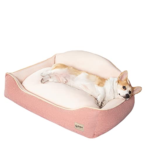 Kauen Beweis Hund Betten, Hund Bett Kissen Große Raum, Hohe Rückenlehne Hund Sofa für Kleine Medium Large Pet (XL 17kg,Rosa) von ITANA