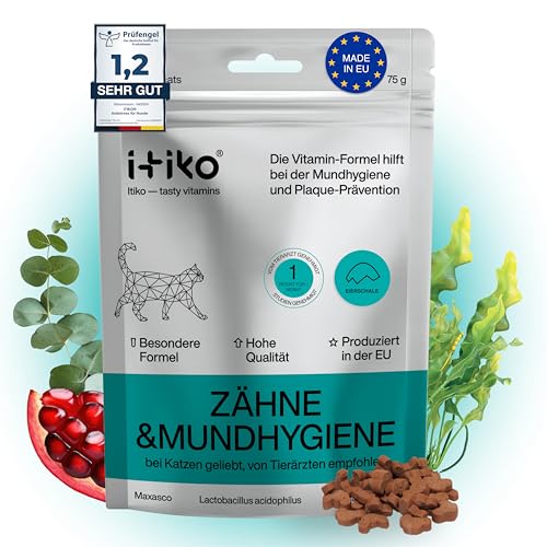 Itiko - Katze Zahnpflege Snacks - Natürliche Leckerlis für Katzen - Mundgeruch Katze Bekämpfen - Alternative zu Zahnsteinspray von ITIKO