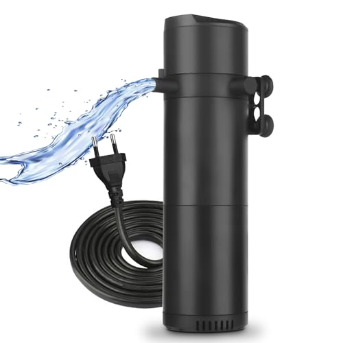 ITIY Aquarium Innenfilter für 300-500L Aquarien, Einstellbarer 25W 2000L/H Aquariumfilter mit doppeltem Wasserauslass & Belüftung von ITIY