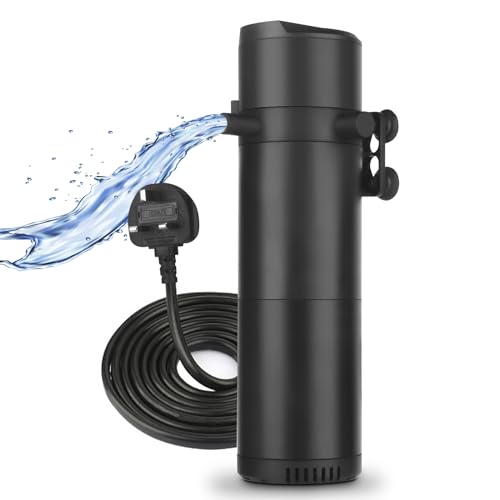 ITIY Aquarium-Innenfilter für 50–200 l Aquarien, verstellbar, 12 W, 800 l/h, Fischtankfilter mit doppeltem Wasserauslass und Belüftung von ITIY