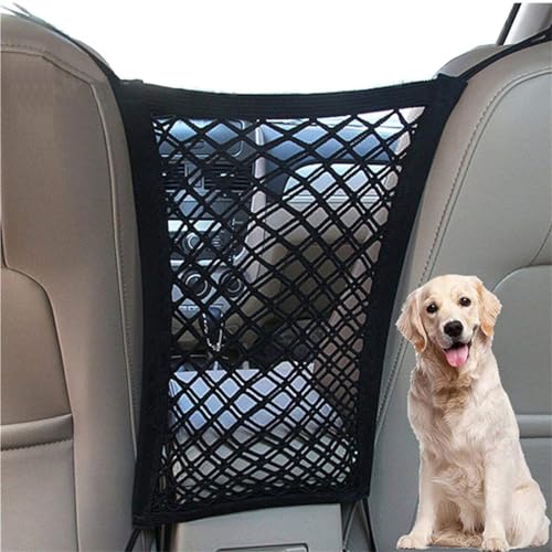 Hundegitter Auto Schutznetz Barriere Universal Hund Autoschutzgitter Doppelschicht Aufbewahrungsnetz Elastisch Hundebarriere Rücksitz Trenngitter Hundenetz für Kleine Mittlere Große Hunde Schwarz von ITODA