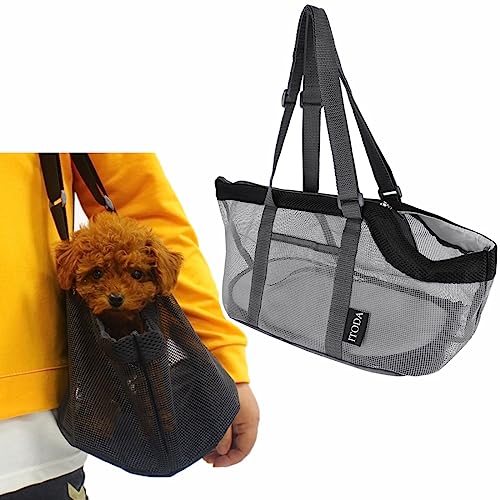 Transporttasche Haustier Tragetasche Klein Hund Haustiertragetasche Mesh Hundetragetasche Atmungsaktiv Hundetasche mit Boden Hundetrage Verstellbar Katzentragetasche Kleintiertasche Welpen Katze von ITODA