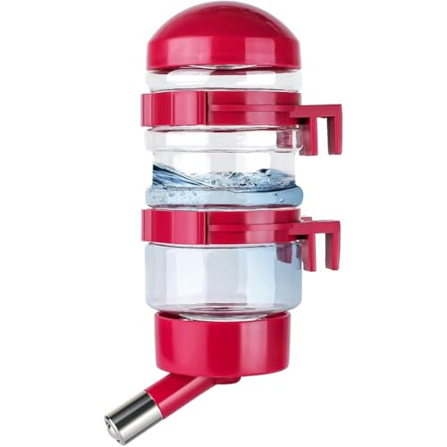 Tropffreie Hunde-Trinkflasche für Hundehütte, Käfig, auslaufsicher, 400 ml, Spender, Springbrunnen, automatische Fütterung von Hunden und Katzen und Kaninchen, Welpen, Welpen, kleine Haustiere (rot, von ITSVOURY