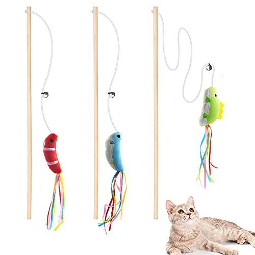 IUHKBH Katzenstäbe, 3 Stück Holz-Katzenspielstäbe mit Katzenminze, interaktives Katzenspielzeug für Katzen und Kätzchen von IUHKBH