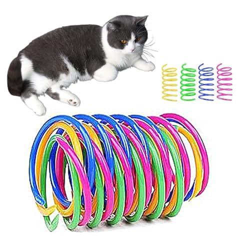 40 Stück Sprungfeder Spielzeug,Katzenspielzeug set,Spirale,Katzen Kitten Spiralen Bunt Cat Kunststoff Toys,Federn,Bunte Plastik Neuheit Haustiere,für Katze Kätzchen,Buntes Hauskatzen Interaktives von IUHRIE