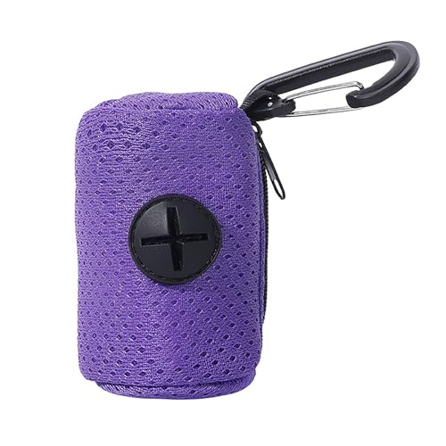 IUNSER Praktischer Hundekotbeutelspender, Halter für Haustierkotbeutel, MeshFabric-Kotbeutelspender für Hunde zum Spazierengehen im Freien, Hundebedarf, Halter für Haustierkotbeutel (Purple, 7cmX5cm) von IUNSER