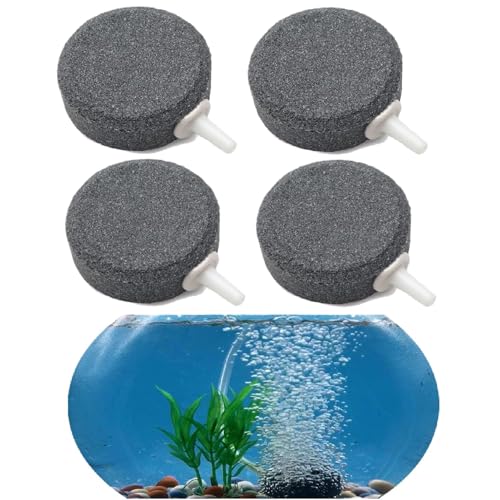 IUSOT Luftstein Klein, 4 Stück Aquarium Luftstein, 4cm Disc Bubbler, Sprudelstein für Aquarium, Runde Sauerstoffstein, Hohe Qualität für Optimale Belüftung in Fischbecken und Teichen Für Air Pumpen von IUSOT